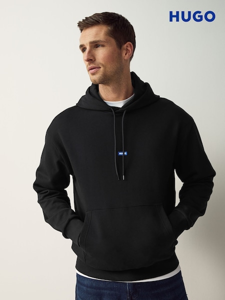 HUGO Black Logo Label Cotton Terry Hoodie (AV9155) | R$ 980