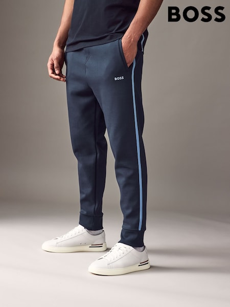 BOSS Blue Hadiko Tape Trim Regular Fit Tracksuit Jersey Joggers (AV9157) | €197