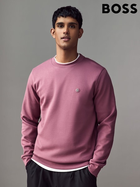 Violet - Hanorac BOSS cu logo monogramă dublu B din jerseu (AV9172) | 933 LEI