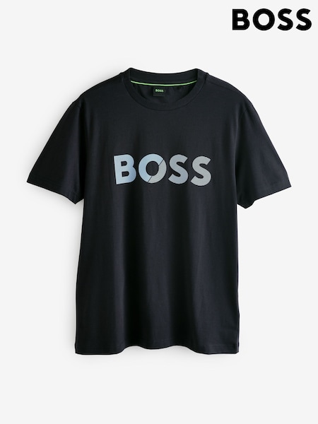 BOSS Blue Chrome Tape Logo 100% Cotton Jersey T-Shirt (AV9190) | AED344