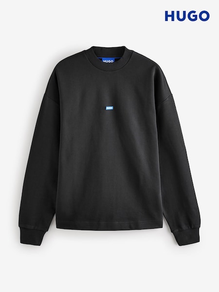 Negro - HUGO Hugo Logo Label 100% Cotton Sweatshirt (AV9197) | 140 €