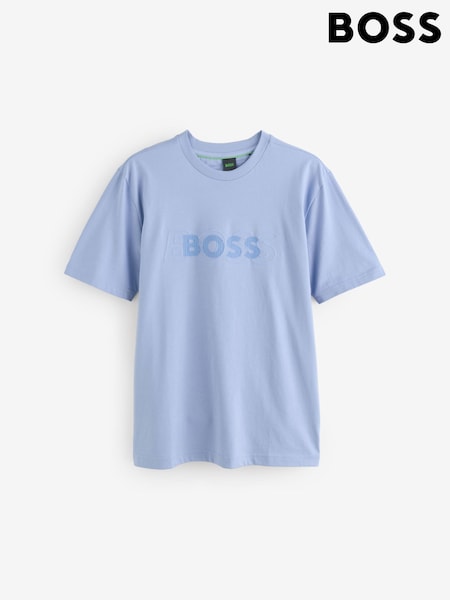 BOSS Blue Double Logo Graphic Print 100% Cotton Jersey T-Shirt (AV9200) | R$ 585