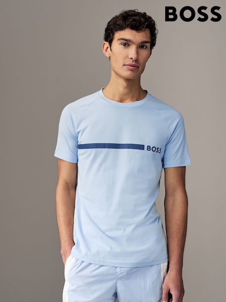 Синий - BOSS Slim Fit Logo Print 100% Cotton T-Shirt (AV9201) | €32
