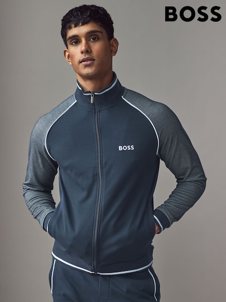 BOSS Blue Contrast Piping Cotton Zip-Up Jacket (AV9202) | ₪700