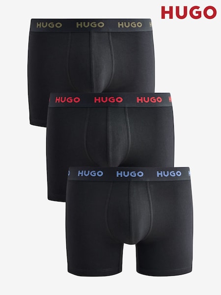 HUGO Black Logo Waistband Cotton Boxers 3 Pack (AV9204) | ₪211