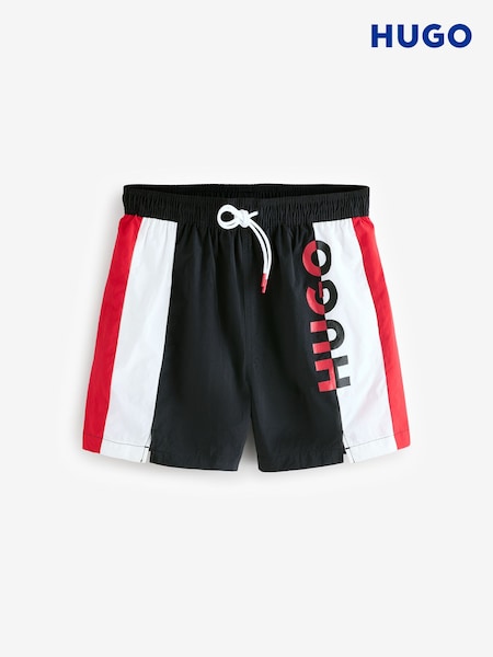 HUGO Black Colourblock Swim Shorts (AV9216) | SGD 153