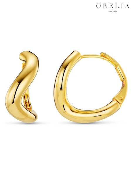 Orelia London Gold Tone Round Wave Chunky Hoop Earrings (AV9235) | €35