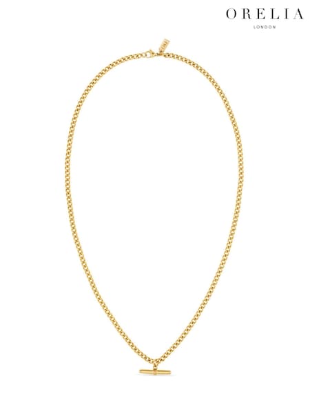 Orelia London Curb Chain T-bar Drop Necklace (AV9264) | €37