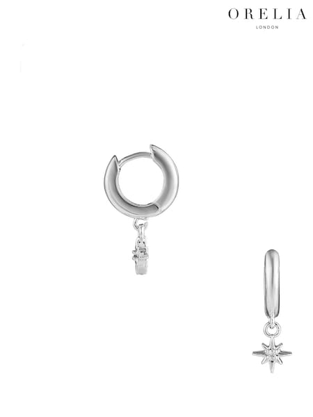 Orelia London Silver Tone Starburst Pavé Micro Huggie Hoop Earrings (AV9311) | €28