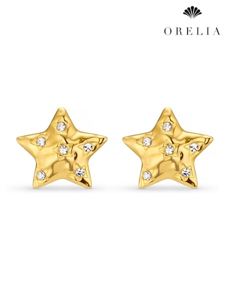 Orelia London Gold Tone Statement Crystal Star Stud Earrings (AV9325) | €20