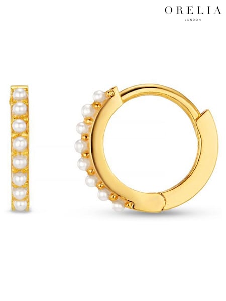 Orelia London Gold Tone Pearl Mini Micro Hoop Earrings (AV9338) | €28