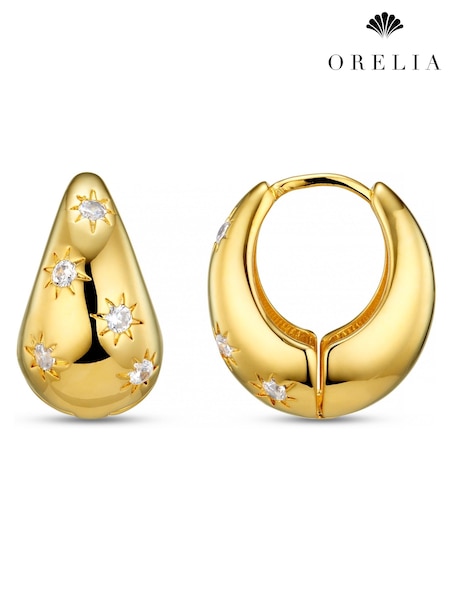 Orelia London Gold Tone Tapered Crystal Starburst Hoop Earrings (AV9349) | €37