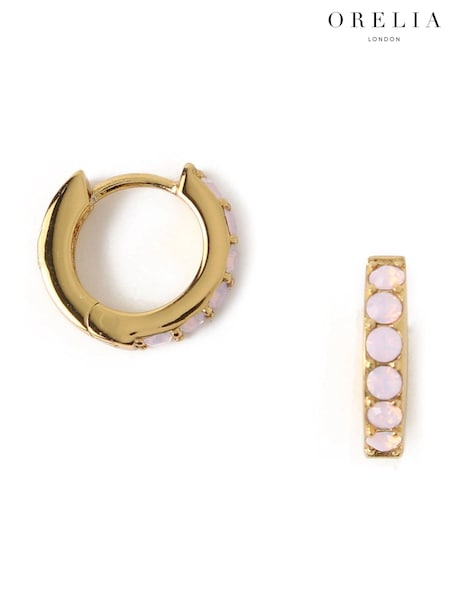 Orelia London Gold Tone Rose Water Opal Swarovski Crystals Huggie Hoop Earrings (AV9380) | €32