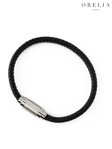 Orelia London Silver Tone Plaited Leather Bracelet (AV9385) | €32