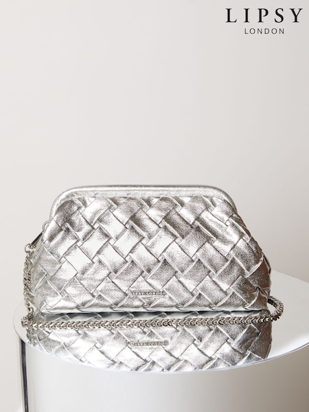 Lipsy Silver Weave Pouch Clutch Bag (AV9409) | $65