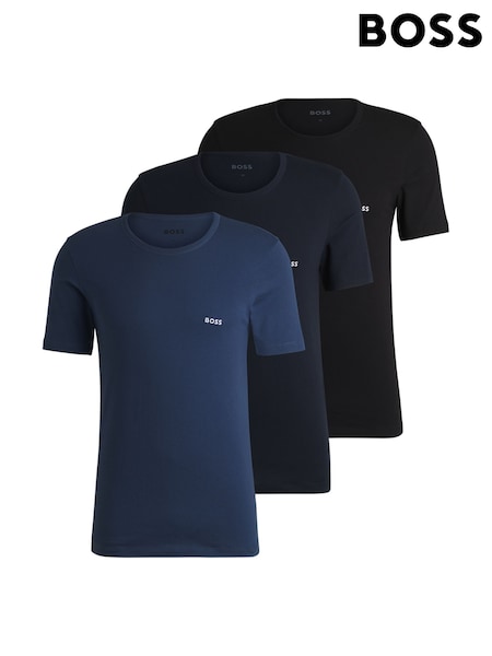 BOSS Black/Navy/Blue 100% Cotton T-Shirts 3 Pack (AV9428) | €60