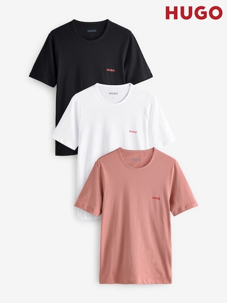 Чорний/Білий/Рожевий - HUGO стандартний крій 100% Cotton Jersey футболки 3 Pack (AV9437) | 2 704 грн