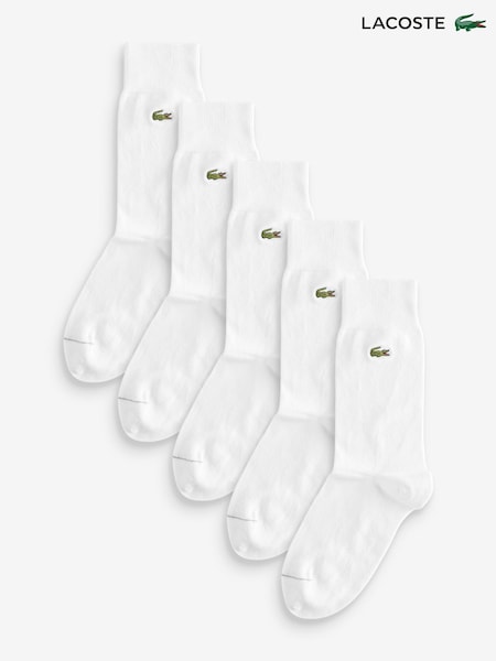 Lacoste Logo White Socks 5 Pack (AV9460) | €49