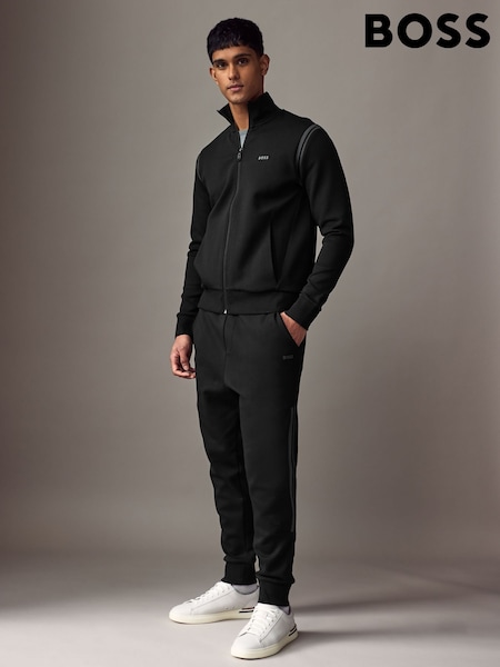 ブラック - Boss Stripe Insert Stretch Zip Neck Sweatshirt And Joggers Tracksuit Set (AV9966) | ¥ 57,020