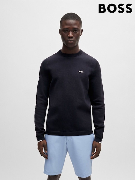 Bleumarin - BOSS Logo Cotton Blend Jumper (AV9977) | 672 LEI