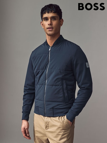 BOSS Blue Mercerised Cotton Zip-Up Padded Sweatshirt (AV9982) | €328