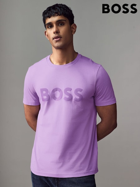 BOSS Purple Tape Logo 100% Cotton Jersey T-Shirt (AV9990) | 188 SAR