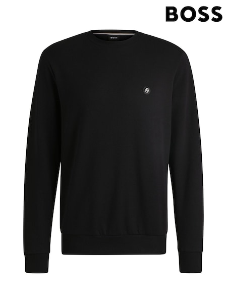 Negru - Hanorac BOSS cu logo monogramă dublu B din jerseu (AV9999) | 933 LEI