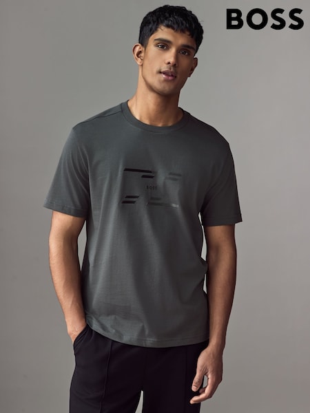 BOSS Grey Regular Fit Seasonal Graphic Print 100% Cotton T-Shirt (AW0008) | 253 QAR