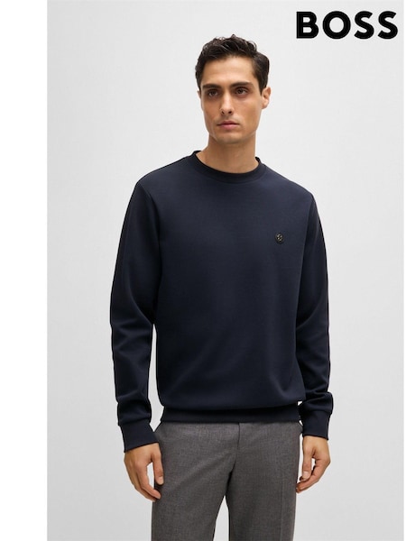 BOSS Blue Double B Monogram Logo Jersey Sweatshirt (AW0011) | AED521