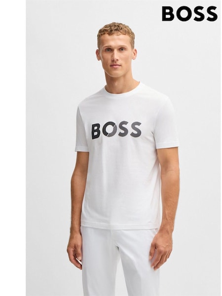 Blanco - BOSS Tape Logo 100% Cotton Jersey T-Shirt (AW0012) | 83 €