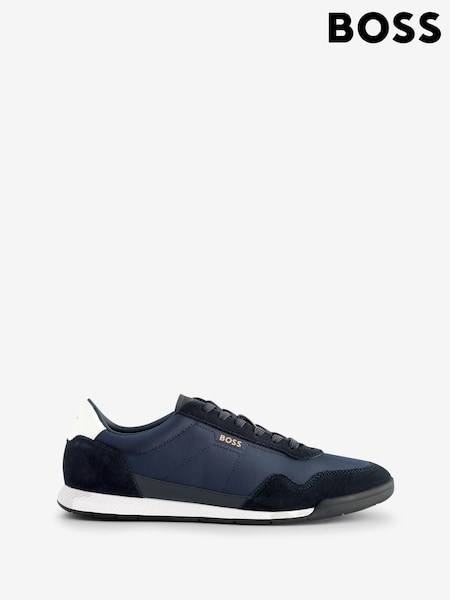 BOSS Blue Suede Trim Lace Up Sporty Trainers (AW0027) | 532 zł