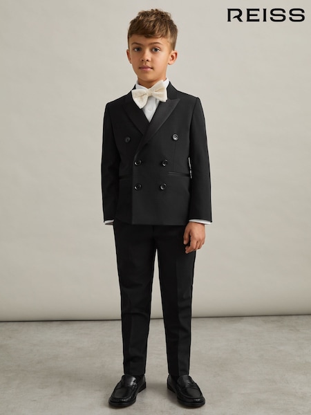 Reiss Black Knightsbridge Db 3-9 yrs Wool-Blend Double-Breasted Tuxedo Jacket (AW0082) | €140