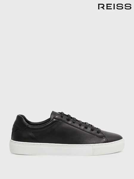 Reiss Black Finley Leather Low-Top Trainers (AW0084) | ₪933