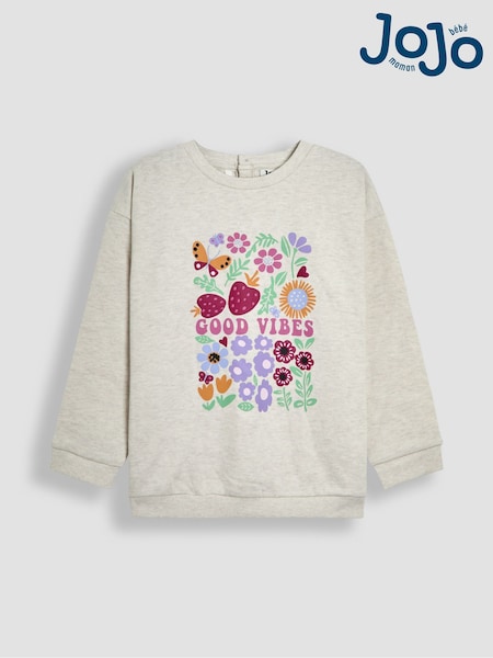 JoJo Maman Bébé Grey Good Vibes Graphic Sweatshirt (AW0088) | €40 - €41