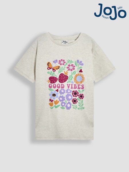 JoJo Maman Bébé Cream Good Vibes Classic Crew Neck T-Shirt (AW0092) | €24 - €26
