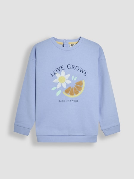 JoJo Maman Bébé Cornflower Floral Appliqué Crew Neck Sweatshirt (AW0097) | €41 - €43