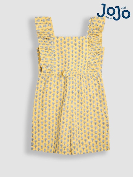 JoJo Maman Bébé Yellow Floral Ruffle Front Playsuit (AW0103) | AED140 - AED146