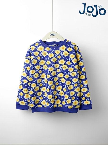 JoJo Maman Bébé Navy Blue Sunflower Printed Crew Neck Sweatshirt (AW0106) | 1,502 UAH - 1,562 UAH
