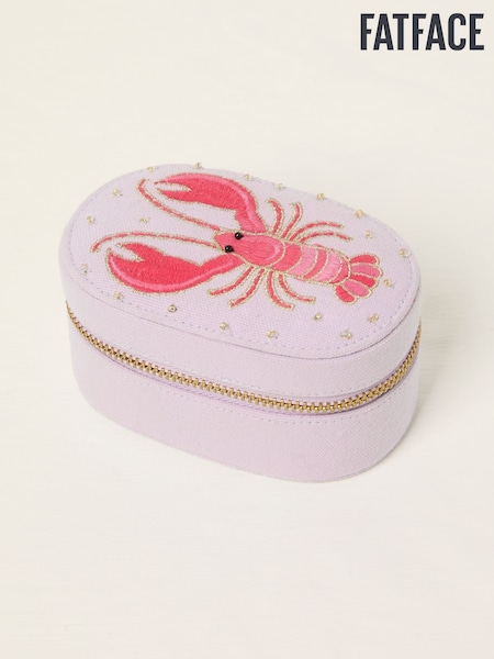 Lilac Lobster Embroidered Travel Jewellery Box (AW0146) | R$ 195