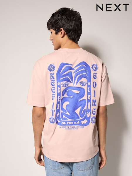 Pink Watercolour Regular Fit Graphic Print T-Shirt (AW0171) | 79 QAR