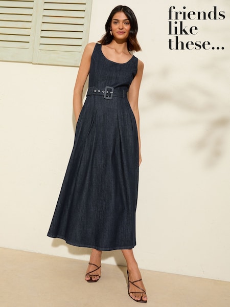 Friends Like These Rinse Wash Denim Belted Midi Dress (AW0208) | €79