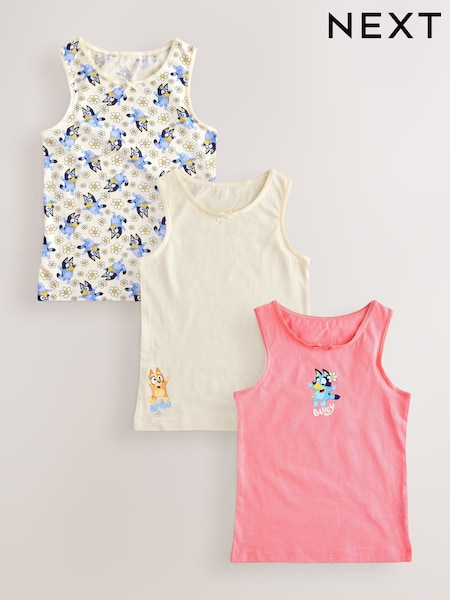 Ecru/Pink Bluey Vests 3 Pack (1.5-8yrs) (AW0212) | AED66 - AED71