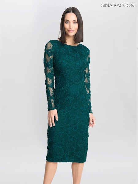Gina Bacconi Green Scarlett Corded Floral Lace Dress (AW0263) | €401