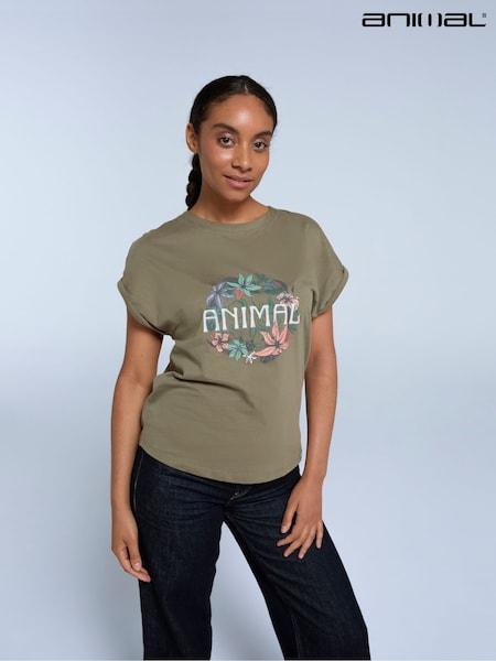 Animal Green Womens Holly Logo 100% Cotton T-Shirt (AW0287) | AED87