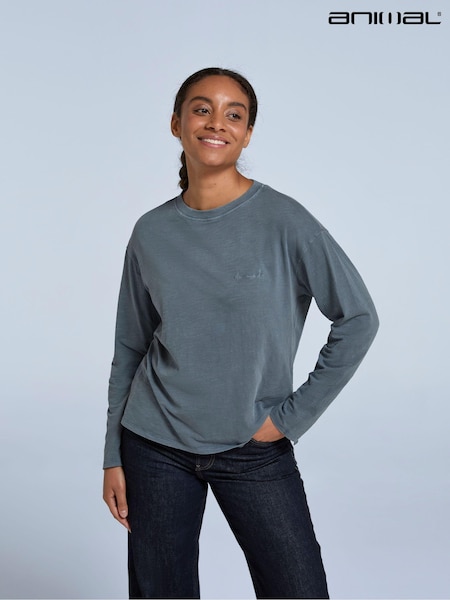 Gri - Animal Lola Womens 100% Cotton Mânecă lungă Top (AW0298) | 182 LEI