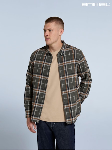 Animal Grey Mens 100% Cotton Cove Flannel Shirt (AW0312) | €30
