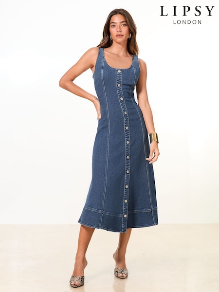 Lipsy Strappy Denim Midi Dress (AW0416) | €82