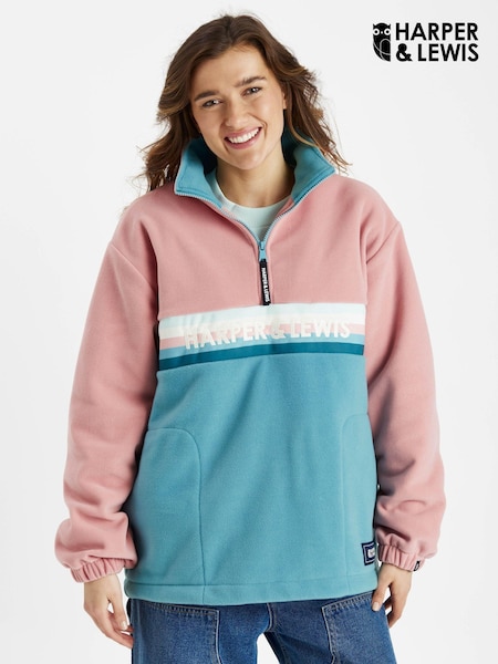 Harper & Lewis Pink Pink One Eighty Quarter Zip Dusty Fleece (AW0523) | €47