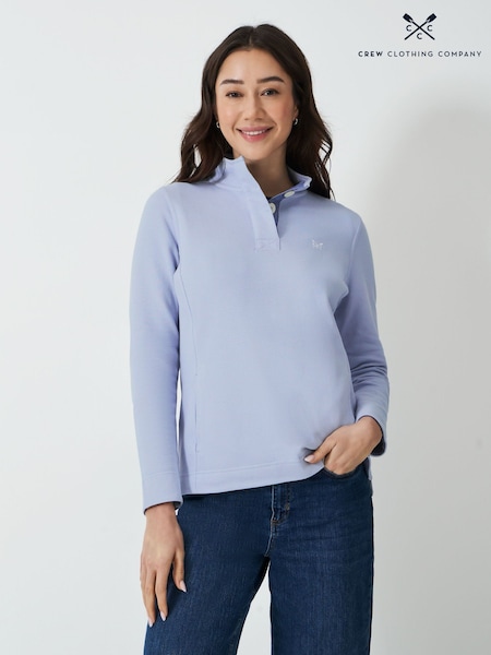 Crew Clothing Company Blue Half Button 100% Cotton Sweatshirt (AW0572) | 439 LEI