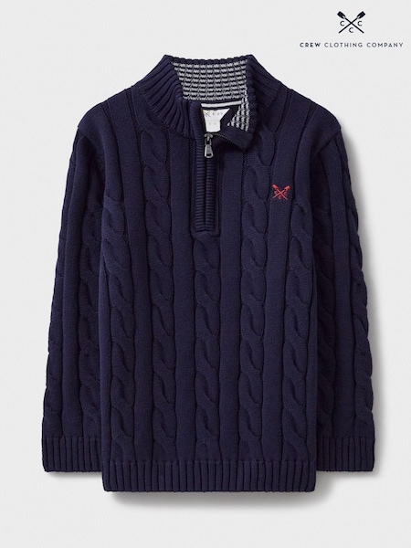 Crew Clothing Oarsman Cable Organic Half Zip 100% Cotton Jumper (AW0585) | ‏171‏₪ - ‏211‏ ₪